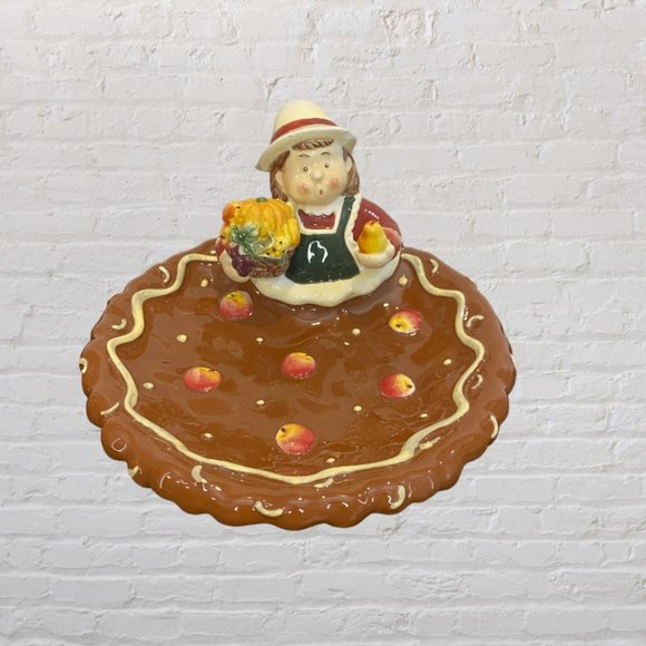 VINTAGE CANDY DISH -- Apple Pie Themed, Autumn, Treats, Candle Holder, Decor - Picture 2 of 7